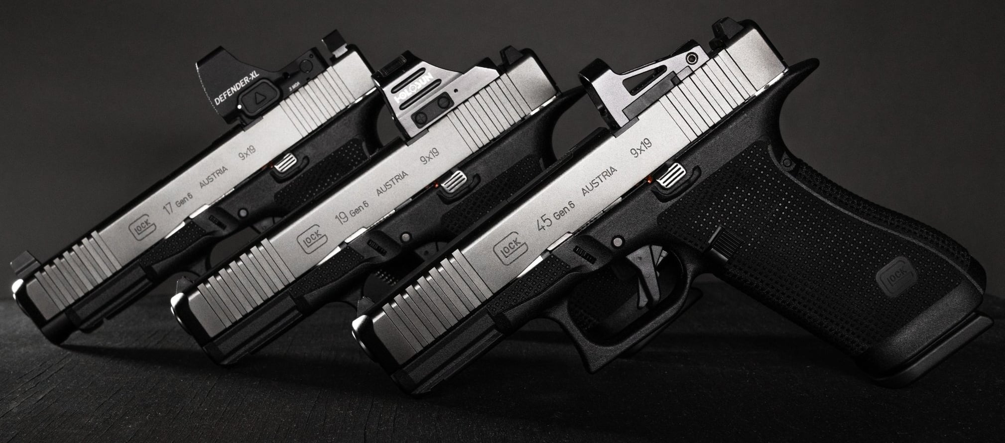 Gen6 GLOCK 17, GLOCK 19, and GLOCK 45 with mounted optics